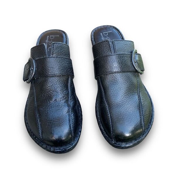 BOC Born Concept Black Leather Buckle Strap Wedge Mule Clogs Shoe Women's size 9 - Picture 4 of 13